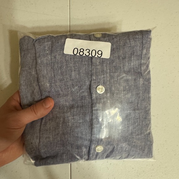 Murano Baird McNutt Shirt Mens‎ XL Blue Chambray Slim Fit Linen Beach Preppy - Picture 9 of 9